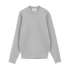 ブリスター柄長袖モックネックニット