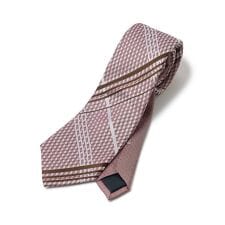 チェックxドット柄シルクネクタイ