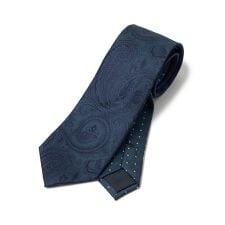 シャドーペイズリー×ドット柄シルクネクタイ