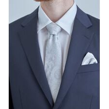 シャドーペイズリー×ドット柄シルクネクタイ