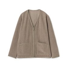 シアーメッシュスエード ジップカーディガン＜通気性＞＜ストレッチ＞