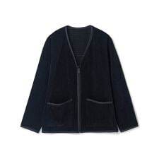 シアーメッシュスエード ジップカーディガン＜通気性＞＜ストレッチ＞