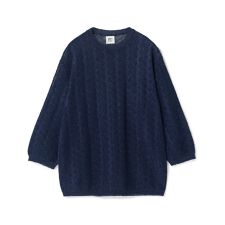 変形アーガイルシアーニット7分袖Tシャツ