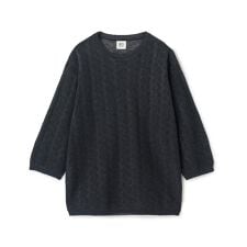 変形アーガイルシアーニット7分袖Tシャツ