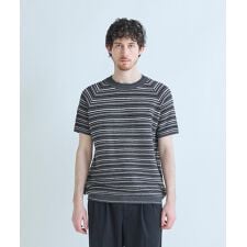 マルチカラーボーダー半袖ニットTシャツ