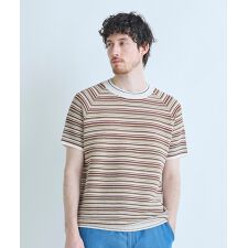 マルチカラーボーダー半袖ニットTシャツ