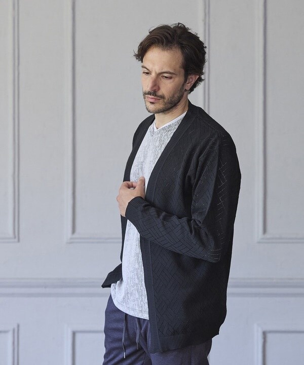 シアー デサイン ボタンレス カーディガン