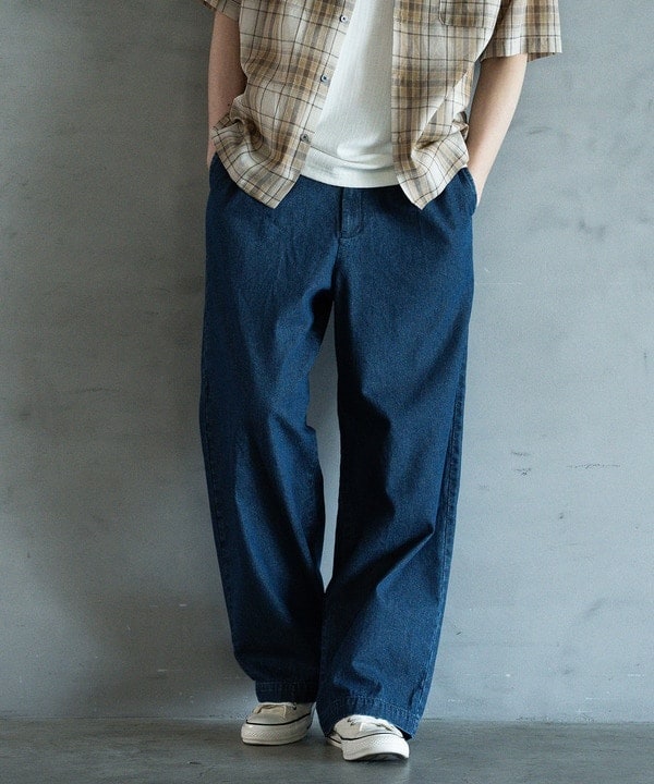 8.5ozデニムツータックワイドスラックス