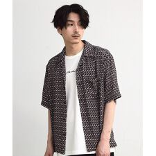 ジオメトリック柄オープンカラー半袖シャツ