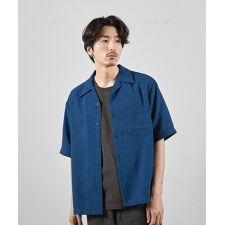 ワッフルカチオンオープンカラー半袖シャツ