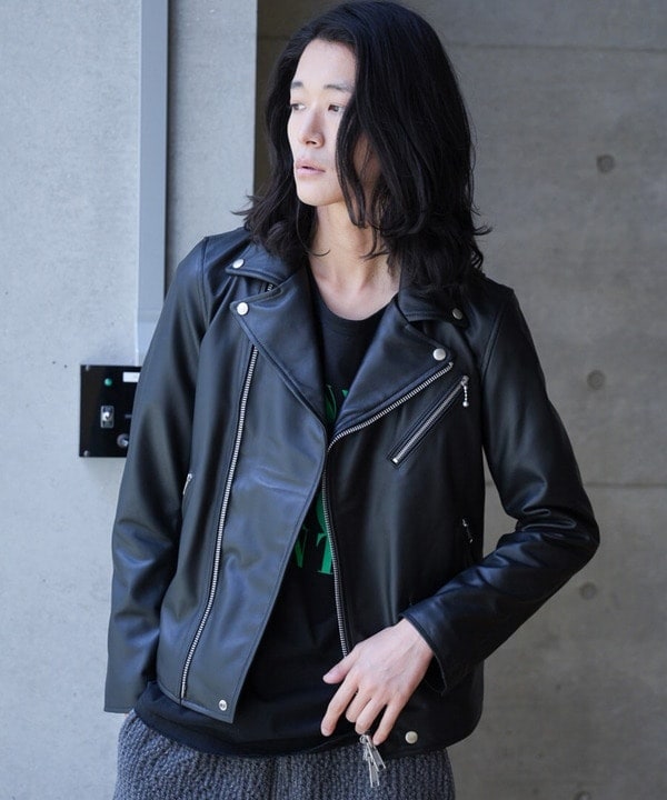 RATTLE TRAP （ラトルトラップ）ファー付きブラックレザージャケット ラトルトラップ RattleTrap SHEEP LEATHER/シープレザー