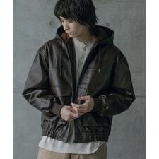 ビンテージシンセティックレザーA-2タイプパーカーブルゾン