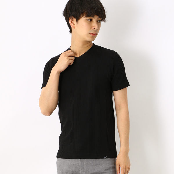 ブリスターストライプＶネックＴシャツ | テットオム(TETE HOMME