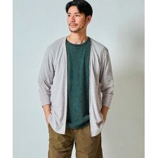 テットオム(TETE HOMME)の自宅で洗える麻ライクメランジ７分袖カーディガン