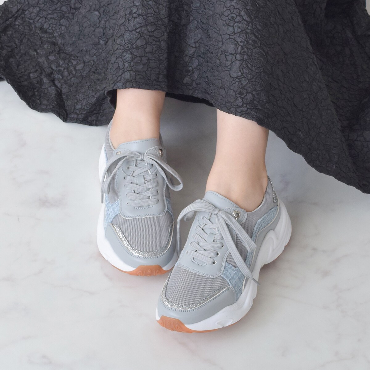 新品ブリジットバーキン★5.5CMヒール ラメ ベージュ スニーカー ブリジット バーキン Bridget Birkin ラメレーススニーカー