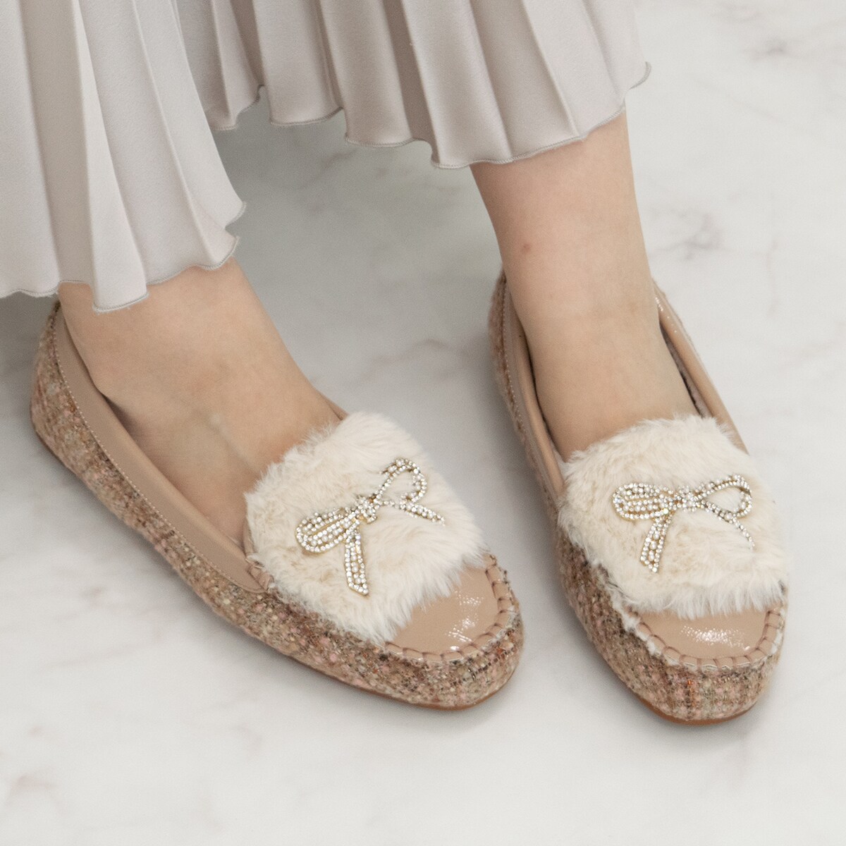 Bridget Birkin◇1.5cmヒール◇キラキラリボンムートンシューズ