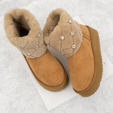 25秋冬新作◆Bridget Birkin◆4cmヒール◆キルティングビジュームートンブーツ