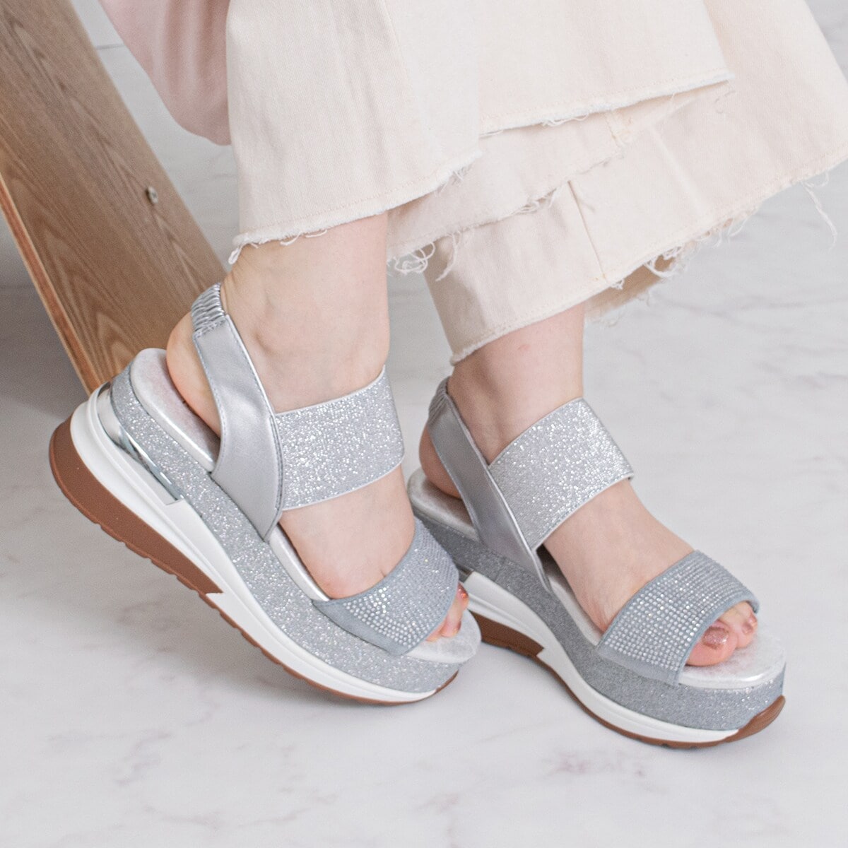 Bridget Birkin◇7cmヒール◇ビジューグリッタープラットフォーム
