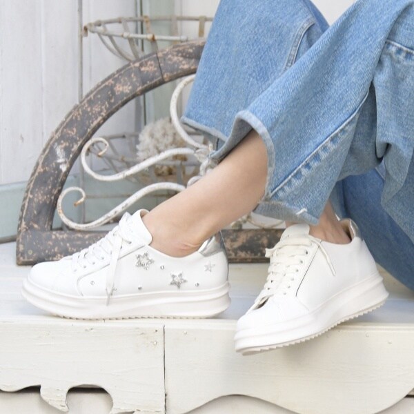 アウトレット◇4.5cmヒール◇スターストーンレースアップスニーカー | ブリジット バーキン(Bridget Birkin) | 505001 | ファッション通販 マルイウェブチャネル