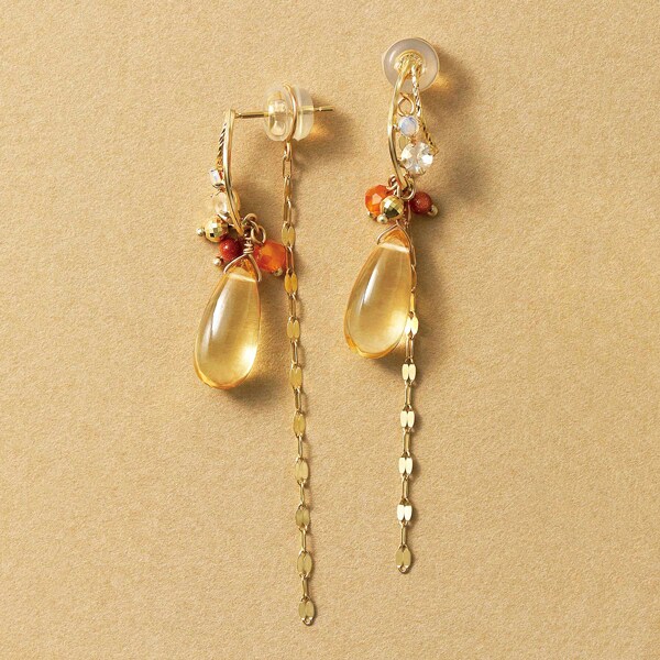 K18・K10 シトリン 2wayスイングピアス グロッシー | テイクアップ