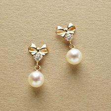 K18・K10  タンスイパール バーラインピアス ( YG)