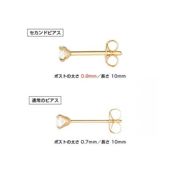 セカンドピアス] K18シャンパンキュービックジルコニアピアス( YG