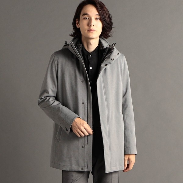 タケオキクチ　近年モデル　カシミヤ混　スタンドカラーコート　ツイード仕立て セール】【ウールカシミヤブレンド】ビーバー調 スタンドカラー