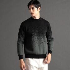 【ex/tra】グラフィックグラデーションジャカード モックネックニット