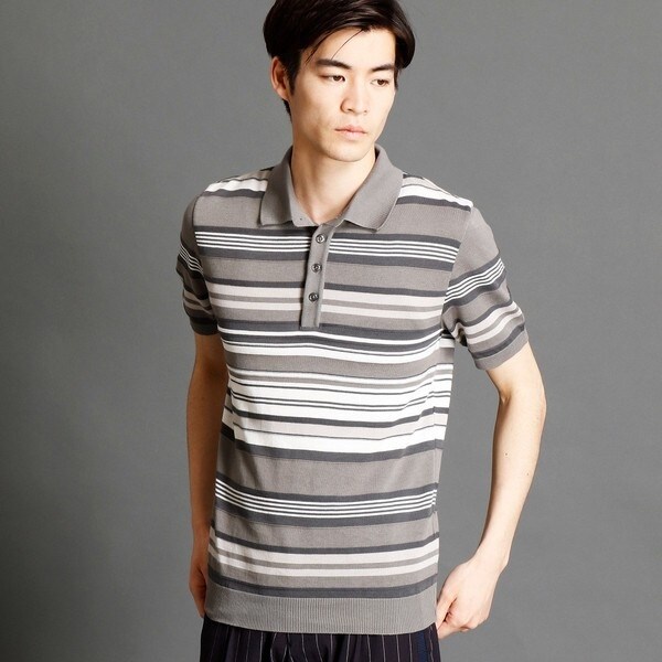 JOHN SMEDLEY】ポロシャツ マルチボーダー柄