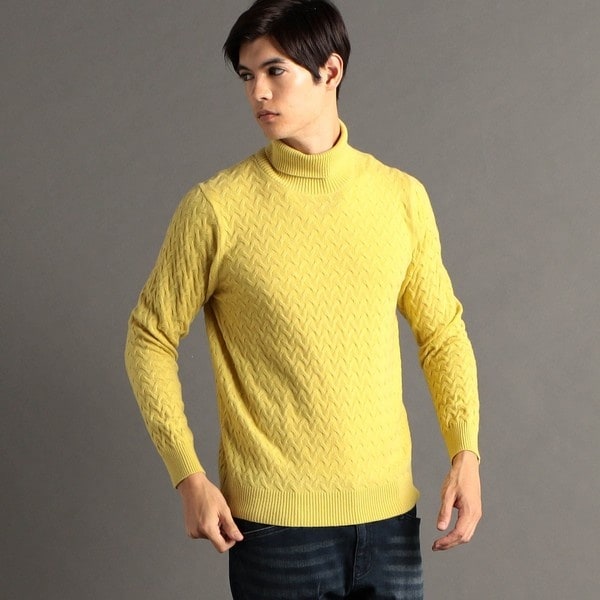 ex/tra】 ウールカシミヤ ケーブル タートルネックニット | ムッシュ
