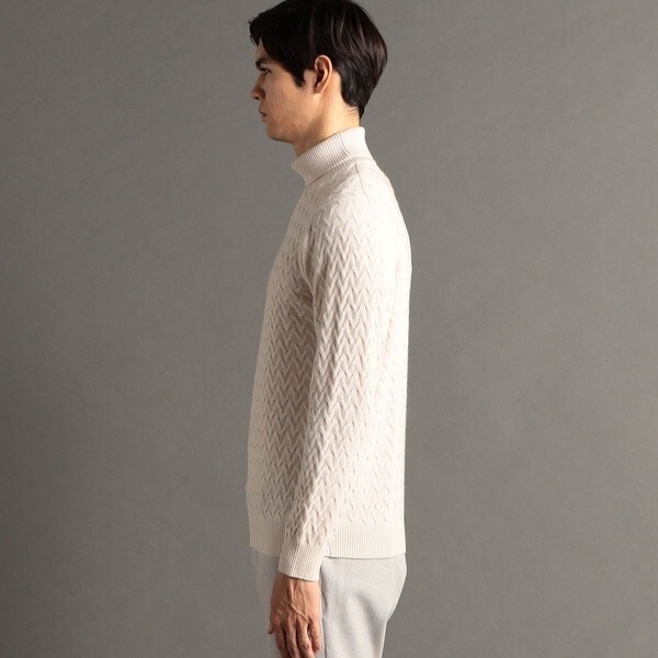 ex/tra】 ウールカシミヤ ケーブル タートルネックニット | ムッシュ