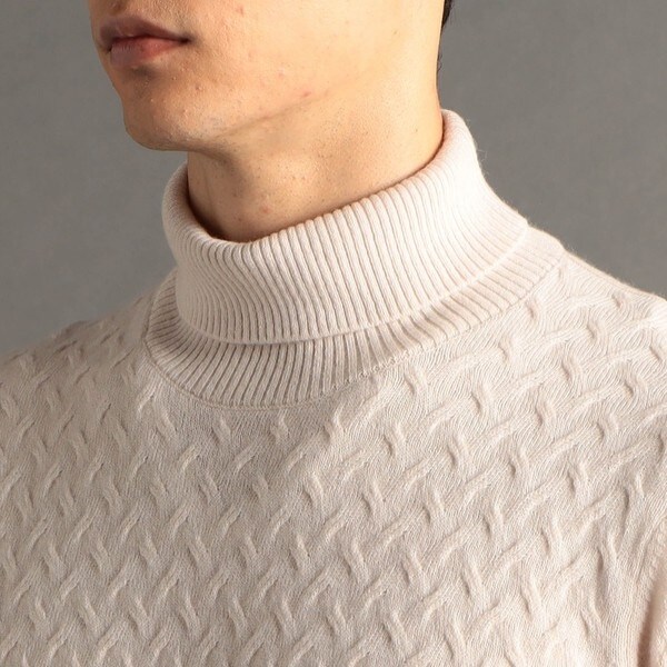 ex/tra】 ウールカシミヤ ケーブル タートルネックニット | ムッシュ
