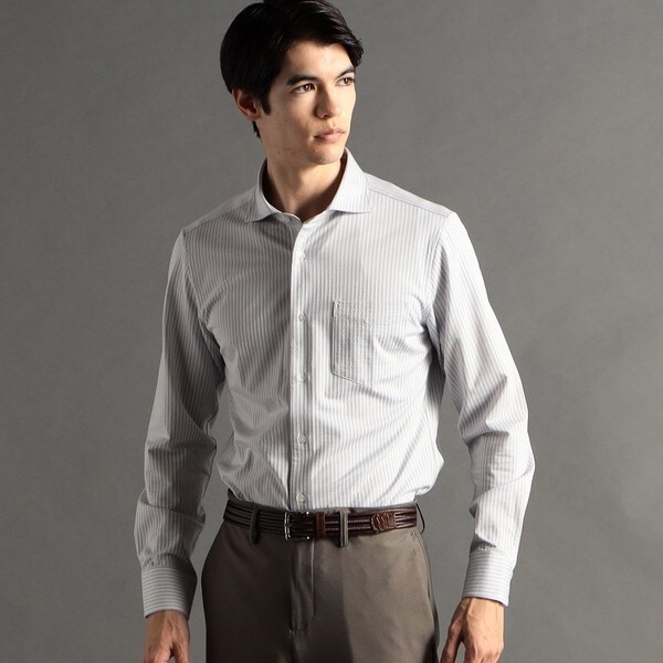 ex/tra】ジャカードストライプ カッタウェイカラーシャツ | ムッシュ