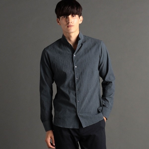LEMAIRE 22aw スタンドカラーオーバーシャツ ネイビー サイズ46 LEMAIRE 22aw スタンドカラーオーバーシャツ ネイビー サイズ46