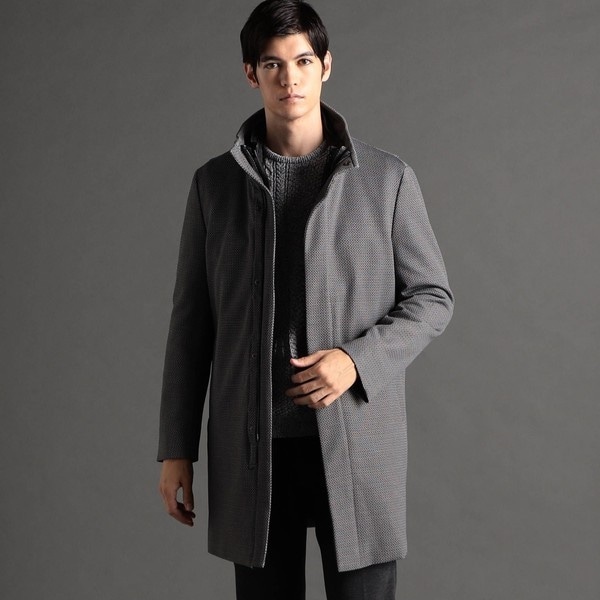 ex/tra】ヘリンボンダブルジャカード 3Wayスタンドカラーコート