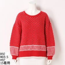 グリーンノート(gree*n[nout])のドット×菱形ジャガードニットプルオーバー【グリーンノート】【大きいサイズ】【13号・15号・19号】