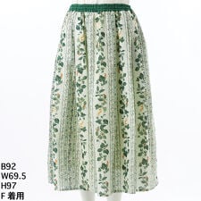 グリーンノート(gree*n[nout])のボタニカルストライプ柄スカート〈裏地付〉【グリーンノート】【大きいサイズ】【Fサイズ】