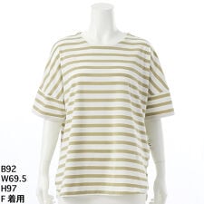 天竺ボーダーTシャツ　【グリーンノート】【大きいサイズ】【レディース】【F号】