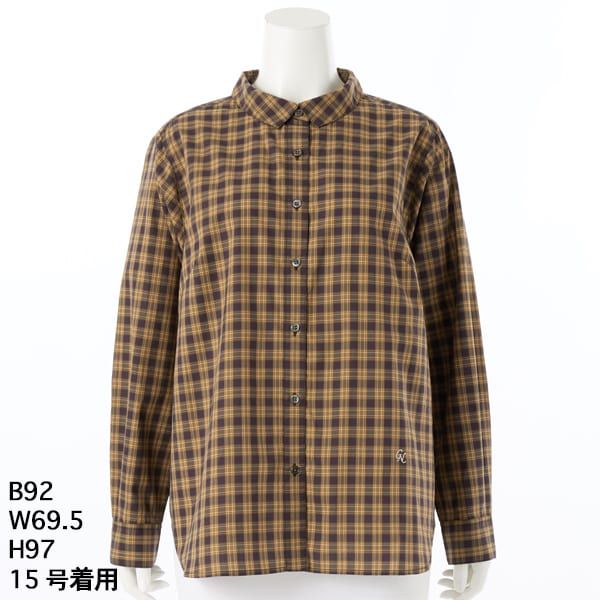 グリーンノート（gree*n[nout]）/ポプリンタータンチェックシャツ 【グリーンノート】【大きいサイズ】【レディース】【13・15・19】 ポプリンタータンチェックシャツ 【グリーンノート】【大きいサイズ