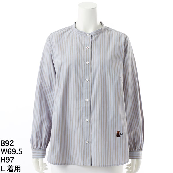 ストライプチュニックシャツ【グリーンノート】【大きいサイズ】【13号