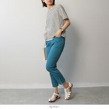 【M～5L】【MB】【mintbreeze】ニットツイル クロップド パンツ