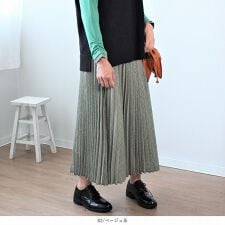 【M～5L】【MB】【mintbreeze】チェック プリーツ ロング スカート