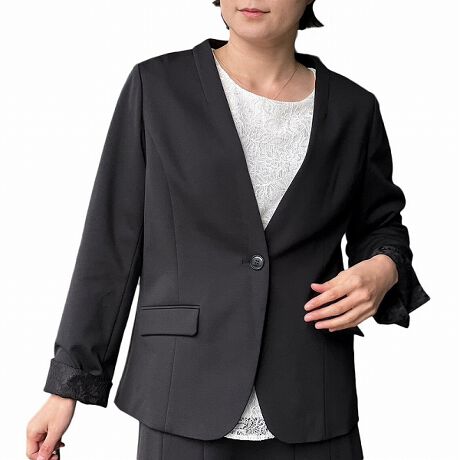 L～5L】【MB】【セットアップ】ストレッチ ノーカラー ジャケット 