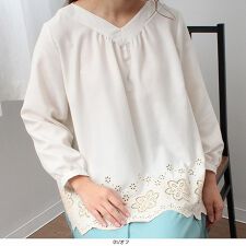 【L～5L】【MB】裾 スカラップ フェミニン ブラウス