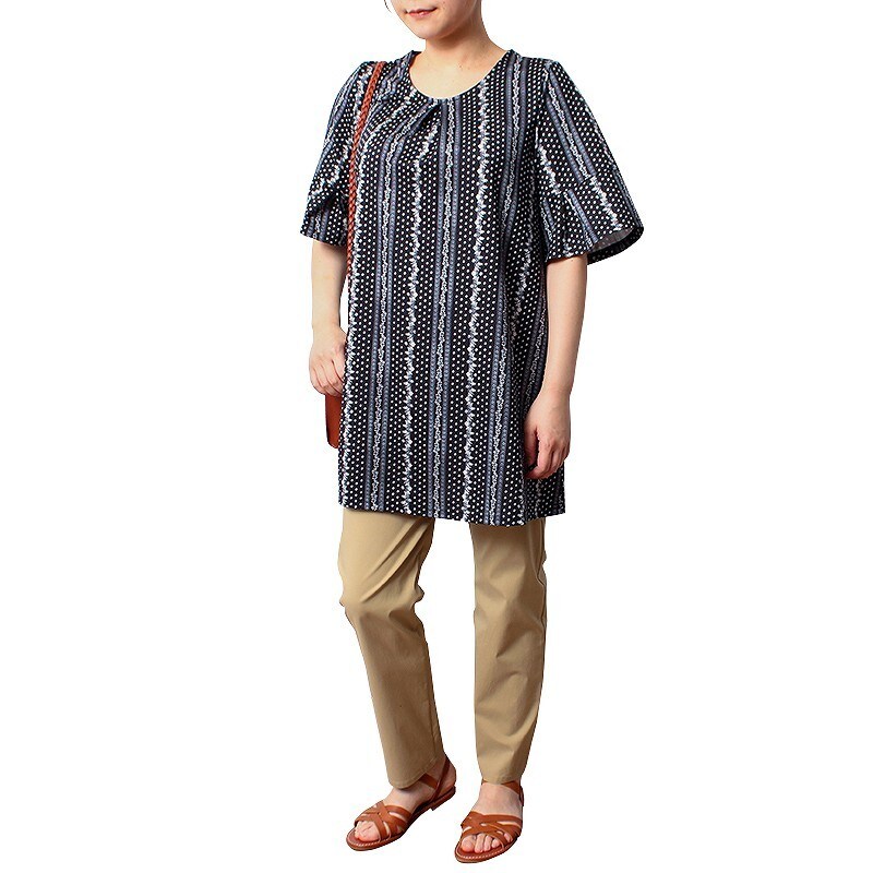 美品✨ミナペルホネン タンバリン柄 半袖チュニック 40 大きめサイズ