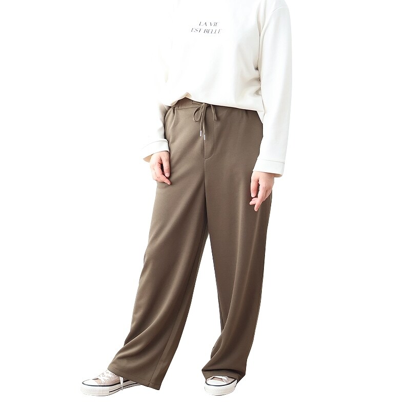 ドロスト付センターシームソフトワイドパンツ ドロスト付センターシームソフトワイドパンツ