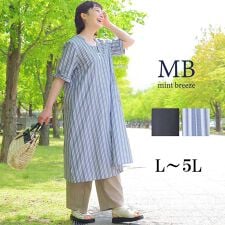 【MB】【Ｌ～５Ｌ】リボンスリーブフロントタックワンピース | エムビー ミントブリーズ(MB mint breeze)