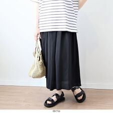 【大きいサイズ】麻調スラブタックスカート