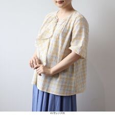 【MB】【Ｌ～６Ｌ】マドラスチェックラッフルフリルブラウス