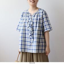 エムビー ミントブリーズ(MB mint breeze)の【大きいサイズ】マドラスチェックラッフルフリルブラウス
